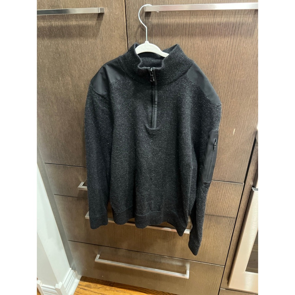 Vineyard Vines Merino Wool Pullover boys Medium black Whale 1/4 Zip Mock Neck